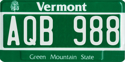 VT license plate AQB988