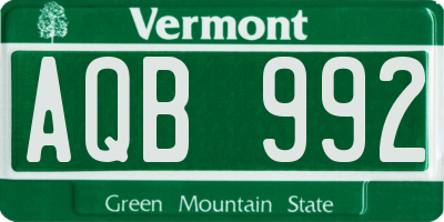VT license plate AQB992