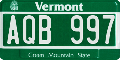 VT license plate AQB997
