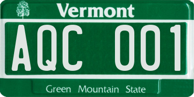 VT license plate AQC001