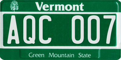 VT license plate AQC007