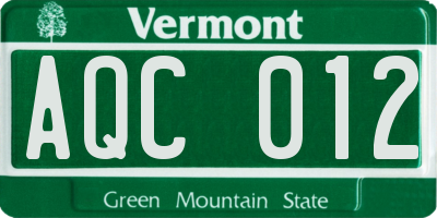 VT license plate AQC012