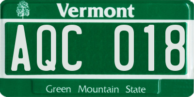 VT license plate AQC018