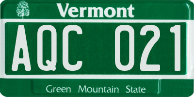 VT license plate AQC021