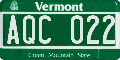 VT license plate AQC022