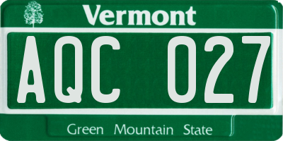 VT license plate AQC027