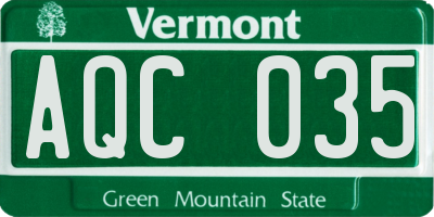 VT license plate AQC035