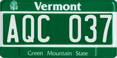 VT license plate AQC037