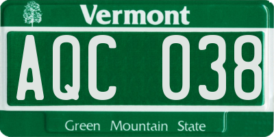 VT license plate AQC038