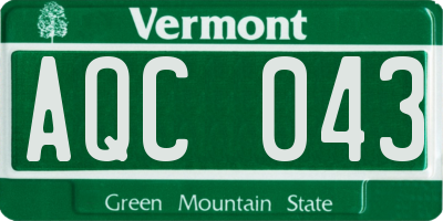 VT license plate AQC043
