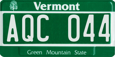 VT license plate AQC044
