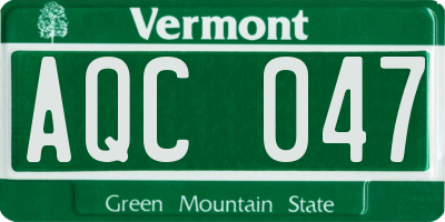 VT license plate AQC047
