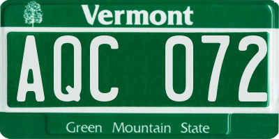 VT license plate AQC072