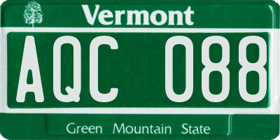 VT license plate AQC088