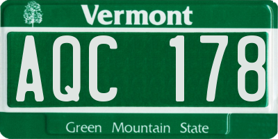 VT license plate AQC178