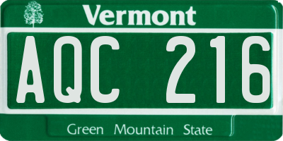 VT license plate AQC216