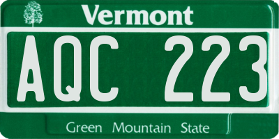 VT license plate AQC223