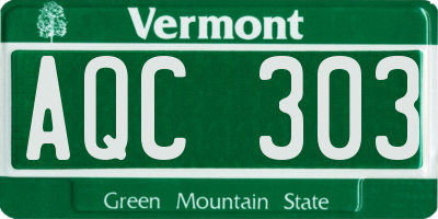 VT license plate AQC303