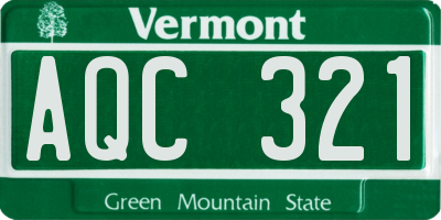 VT license plate AQC321