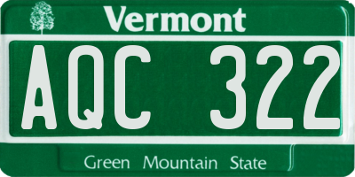 VT license plate AQC322