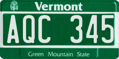 VT license plate AQC345
