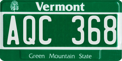 VT license plate AQC368