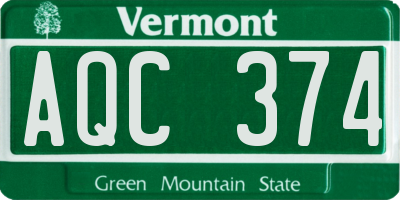 VT license plate AQC374