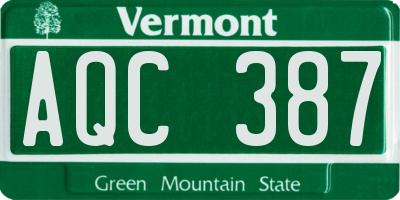 VT license plate AQC387