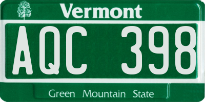 VT license plate AQC398