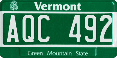 VT license plate AQC492