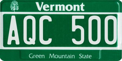 VT license plate AQC500