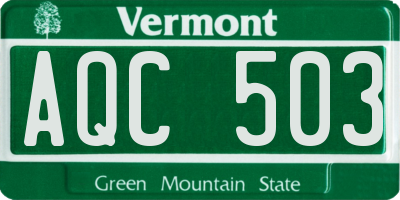 VT license plate AQC503