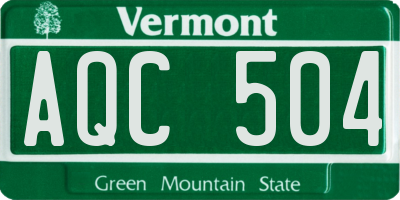 VT license plate AQC504