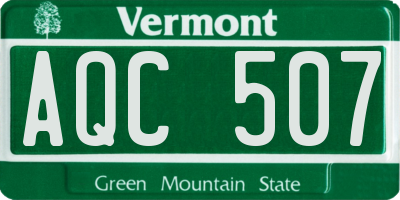 VT license plate AQC507
