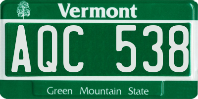 VT license plate AQC538