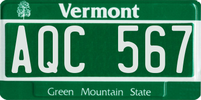 VT license plate AQC567