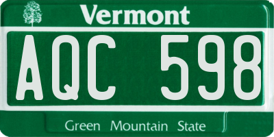 VT license plate AQC598