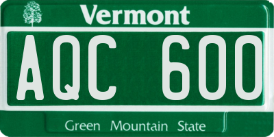 VT license plate AQC600