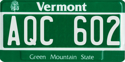 VT license plate AQC602