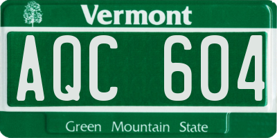 VT license plate AQC604