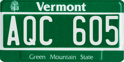 VT license plate AQC605
