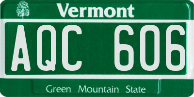 VT license plate AQC606