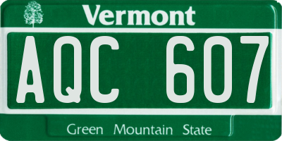 VT license plate AQC607