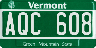 VT license plate AQC608