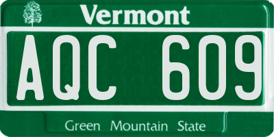 VT license plate AQC609