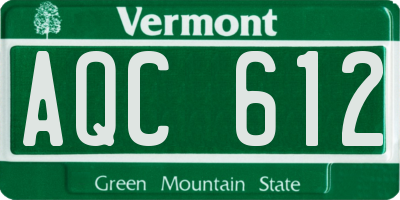 VT license plate AQC612