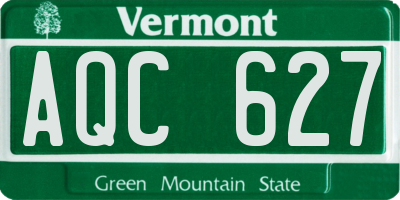 VT license plate AQC627