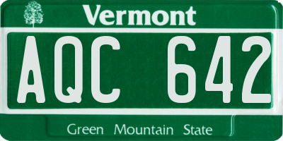 VT license plate AQC642