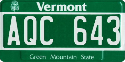 VT license plate AQC643