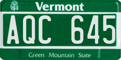VT license plate AQC645